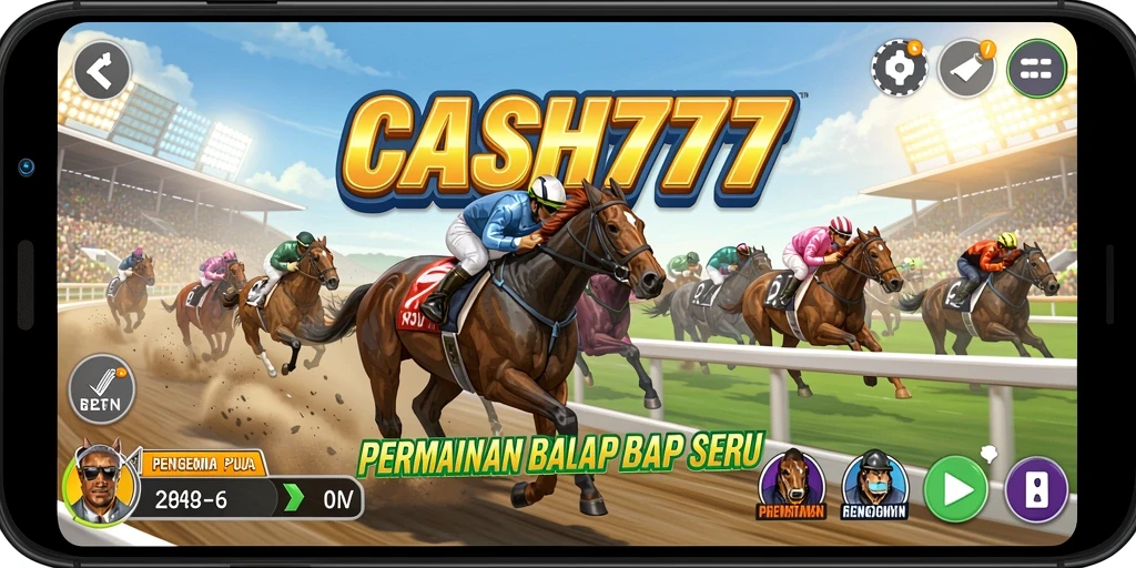 Tampilan utama gameplay CASH777 menampilkan balapan mendebarkan di jalanan kota.