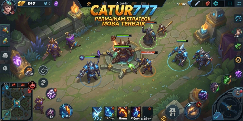 Tangkapan layar dari gameplay seru CATUR777 dalam pertempuran tim.
