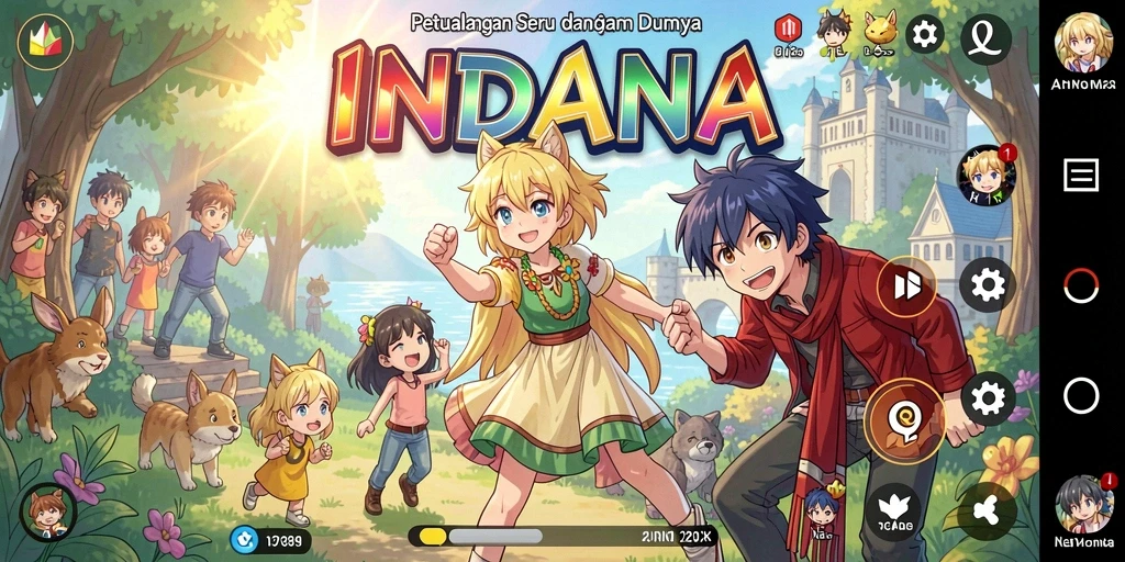 Tampilan gameplay seru INDAAA dengan karakter anime yang menarik.