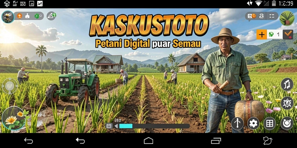 Tangkapan layar gameplay KASKUSTOTO menunjukkan aktivitas bertani yang seru.