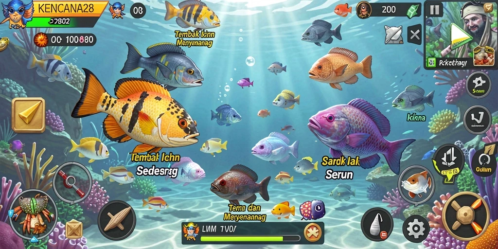 Screenshot KENCANA28 menampilkan aksi seru dalam permainan Tembak Ikan.