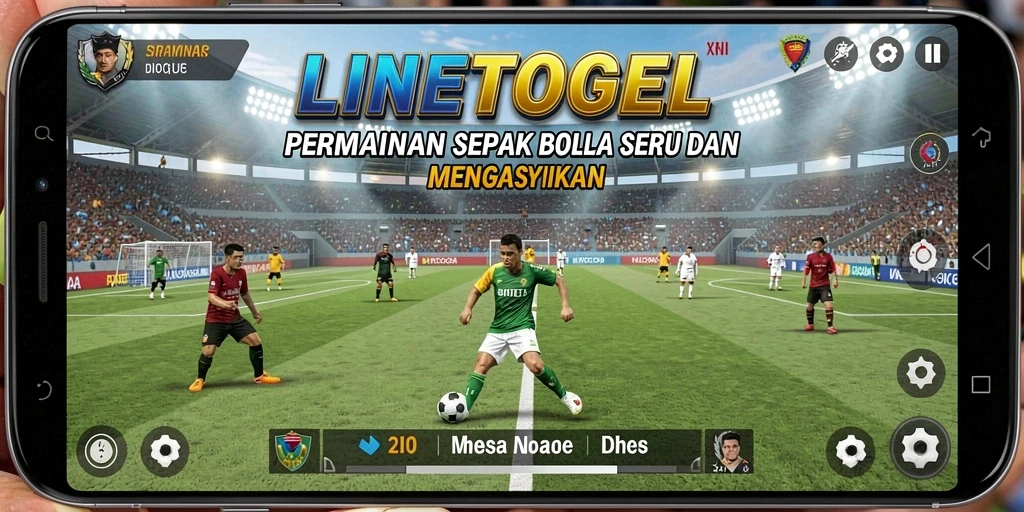 Tampilan gameplay seru dalam LINETOGEL dengan aksi sepak bola nyata.