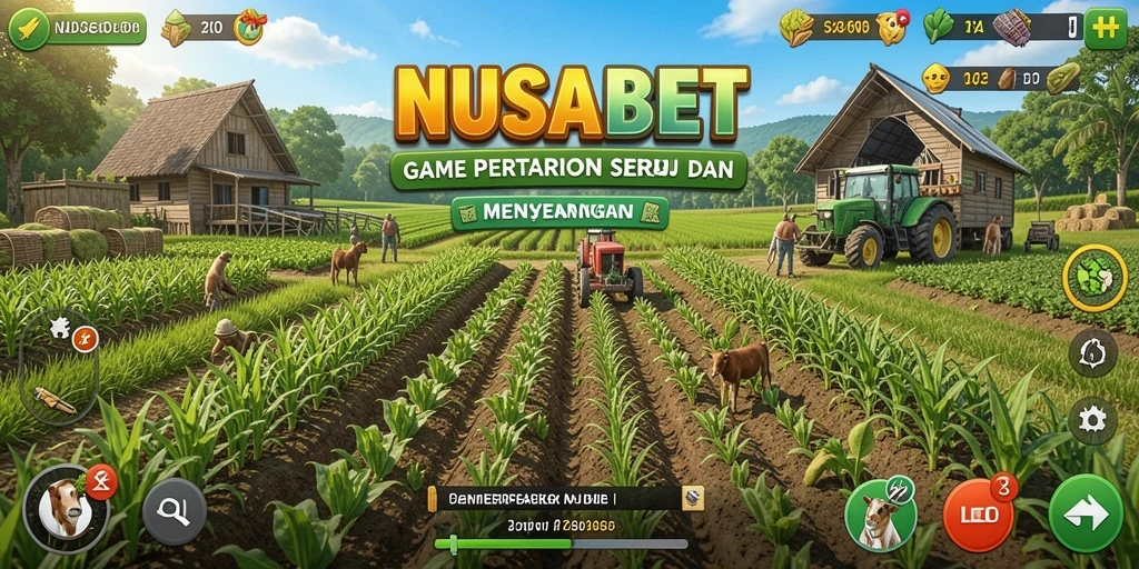 Tangkapan layar NUSABET menampilkan gameplay pertanian yang menarik.
