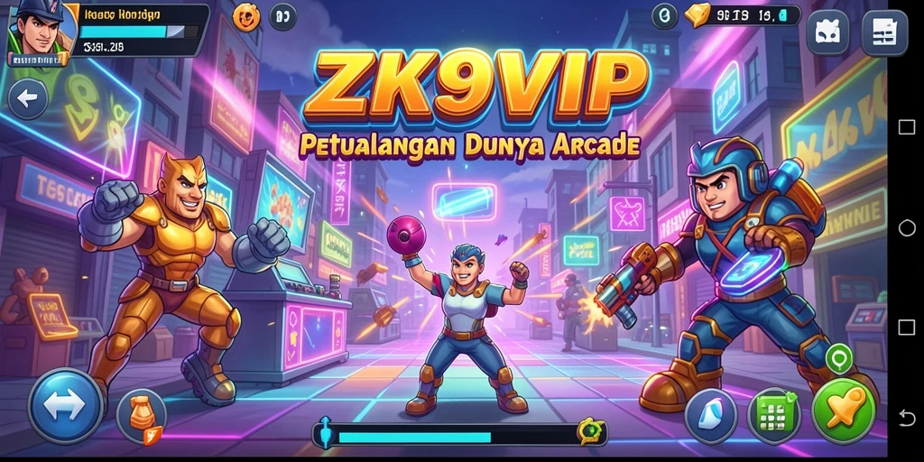Tampilan gameplay arcade yang mengasyikkan dan penuh aksi.